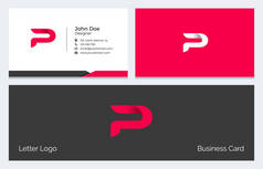 P 信公司最小制卡着现代抽象字母标志的红色