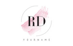 Rd R D 水彩字母标志设计与圆形画笔图案