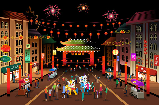 人们庆祝中国新年