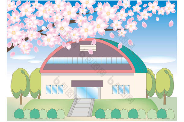 樱桃树和学校风景-健身房