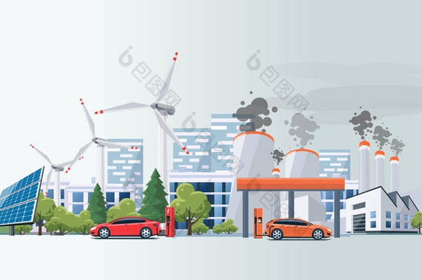 电动汽车与化石燃料能源