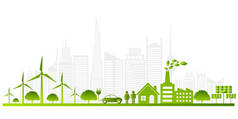 生态概念与地球上的绿色城市.可持续发展世界环境概念，说明