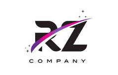 Rz R Z 黑色字母标志设计与紫色洋红色旋风