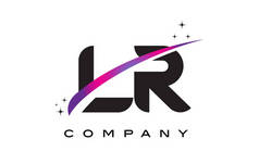 Lr L R 黑色字母标志设计与紫色洋红色旋风