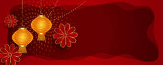 红色中文新年横幅及文字空间