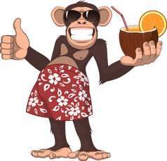 猴子用一杯鸡尾酒