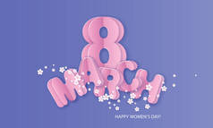 快乐的妇女天3月8日卡片在紫色颜色