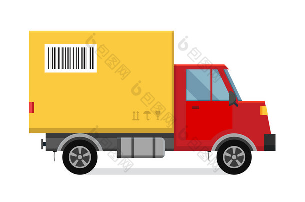 送货车辆运输货车和礼品盒包装