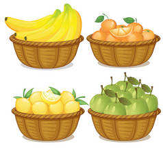 篮子插图中的一组水果