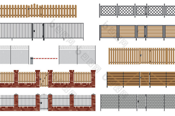 金属和木制围栏、 大门.