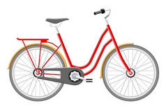 旧城自行车。 古旧的红色自行车隔离