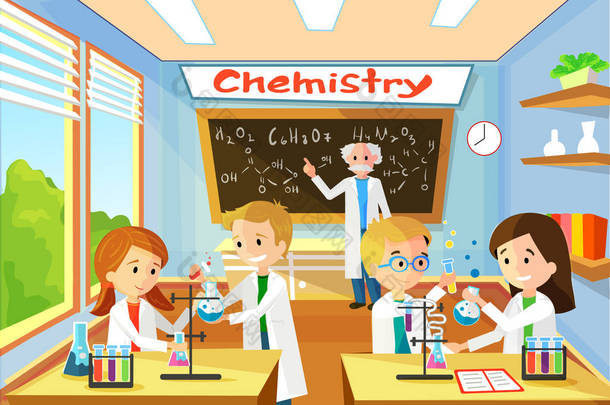 化学教室与学生和老师
