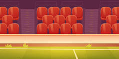 体育场平台上的红色塑料座椅