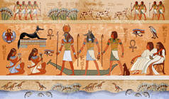 古埃及场景，神话。古埃及众神和法老