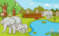 动物园里有大象的场景