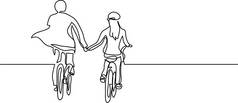 两个骑自行车的人的连续线图