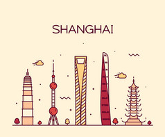 上海市的天际线轮廓.