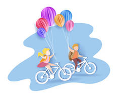 回到学校的孩子骑着热气球骑车