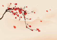 中国风格开花的树横幅