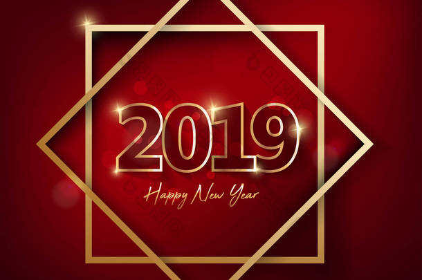 新年快乐2019。Chienese 的新年, 猪的年