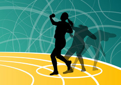 活跃的铅球运动员女子运动竞技球投掷 silhouett
