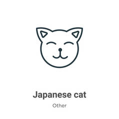 日本猫科动物的矢量图标细线日本黑猫图标平