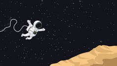 宇航员在小行星上跳跃