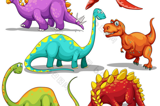 不同类型的恐龙