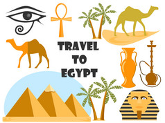 到埃及旅游。埃及的象征。旅游和冒险.