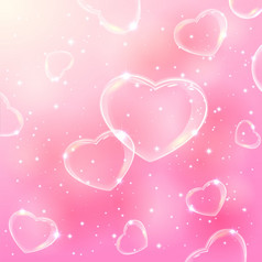 泡沫的心，在粉红色的背景