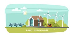 节能的房子、 被动房子、 生态住宅、 绿色能源、 生态.