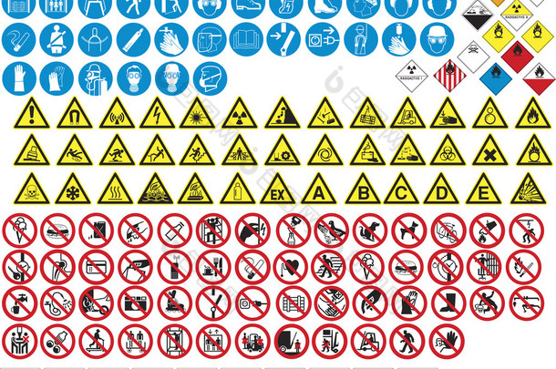 各种表和标志禁令和危险