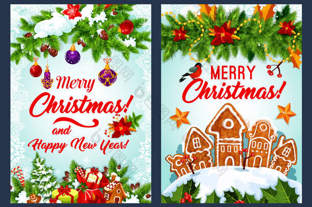 <strong>圣诞</strong>曲奇和新年花环卡设计