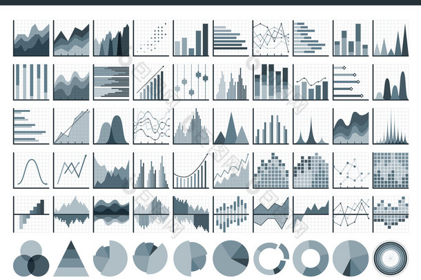 组图和图。图表元素在现代平面商务风格。为您的设计.