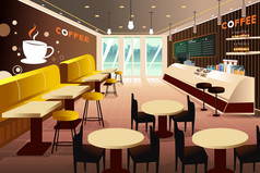 现代的咖啡厅的内部