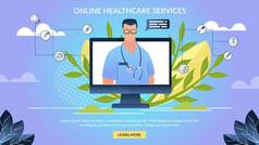 信息横幅在线医疗保健服务. 