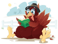 感恩节火鸡阅读一本食谱