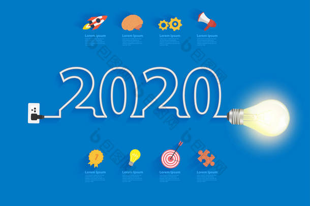 创意灯泡创意<strong>2020新年</strong>设计
