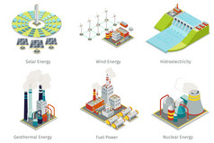 电厂的图标。发电厂和来源