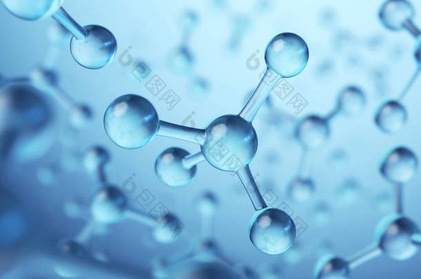 分子或<strong>原子</strong>，科学或医学背景的摘要结构，3D渲染.