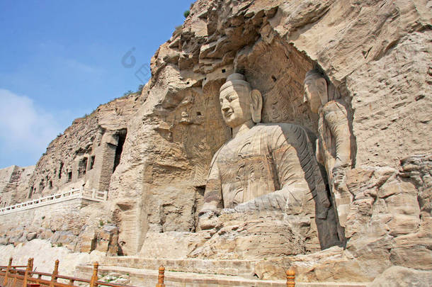 山西云岗石窟佛像.世界名胜古迹在中国.有选择的重点