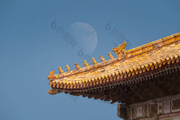 北京<strong>禁止</strong>城市风景特写，中国最高标准的屋檐在最高和谐大厅