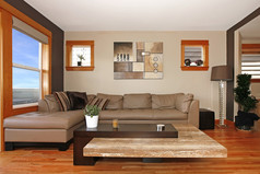 现代客厅室内装饰和真皮沙发