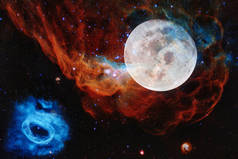 月亮。太阳系。宇宙艺术。美国航天局提供的这一图像的要素