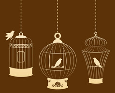 复古装饰鸟笼和鸟