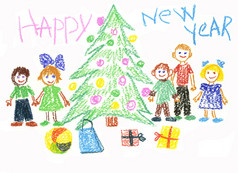 儿童庆祝新的一年