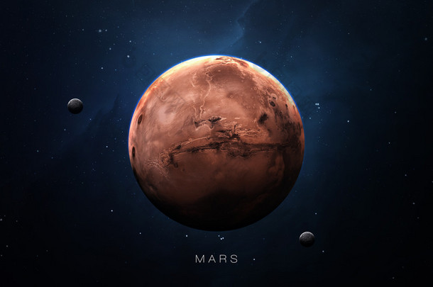 火星-高分辨率3D图像显示了太阳系的行星.这个图像元素由NASA提供.