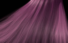 一个带有波浪形曲线风格的亮晶晶直粉色头发的特写镜头- - 3D渲染