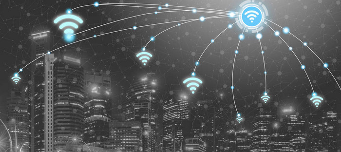 智能城市无线通信网络具有图形显示物联网和