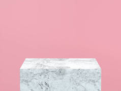 空白色大理石讲台上浅粉色背景。3d 渲染.